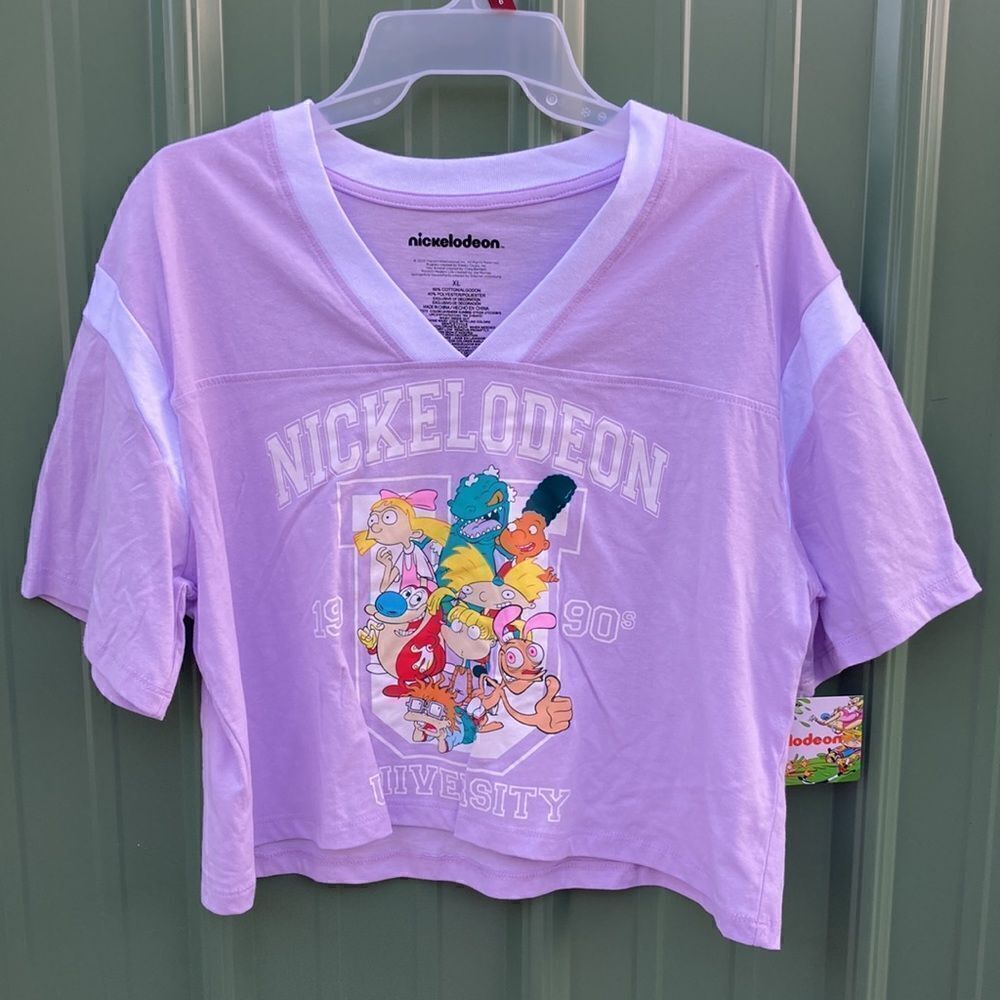 Women’s Juniors Nickelodeon Graphic Short Sleeve Cropped Jersey T-Shirt Size XL